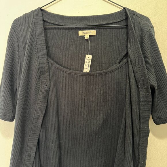 MADEWELL | NWT | Black Short Sleeve Cardigan Sweater Tank Set | Size M - Picture 3 of 5